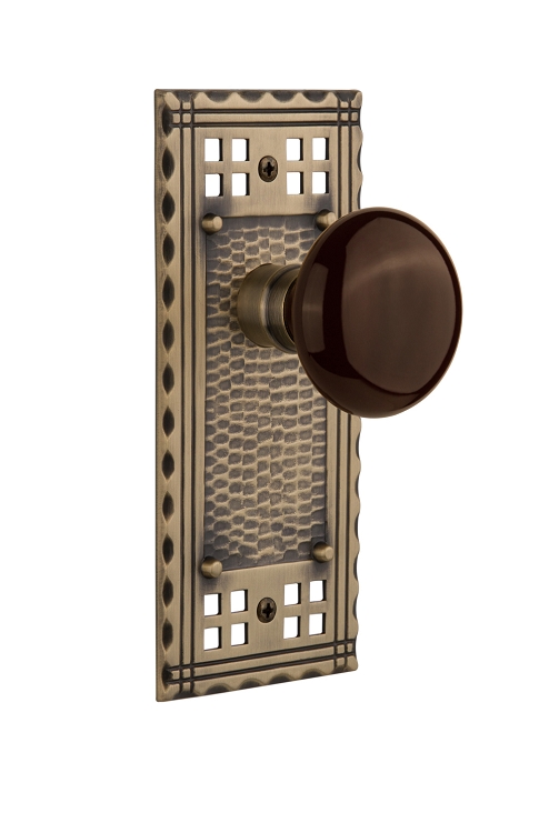 Nostalgic Warehouse Craftsman Plate with Brown Porcelain Knob