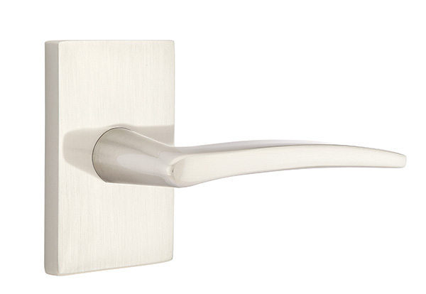 Emtek Poseidon Lever Handle with Modern Rectangular Rosette