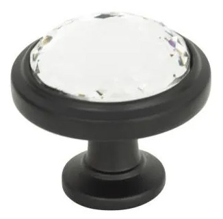 Atlas Homewares Legacy Crystal Round Knob 1 5/16 Inch Matte Black