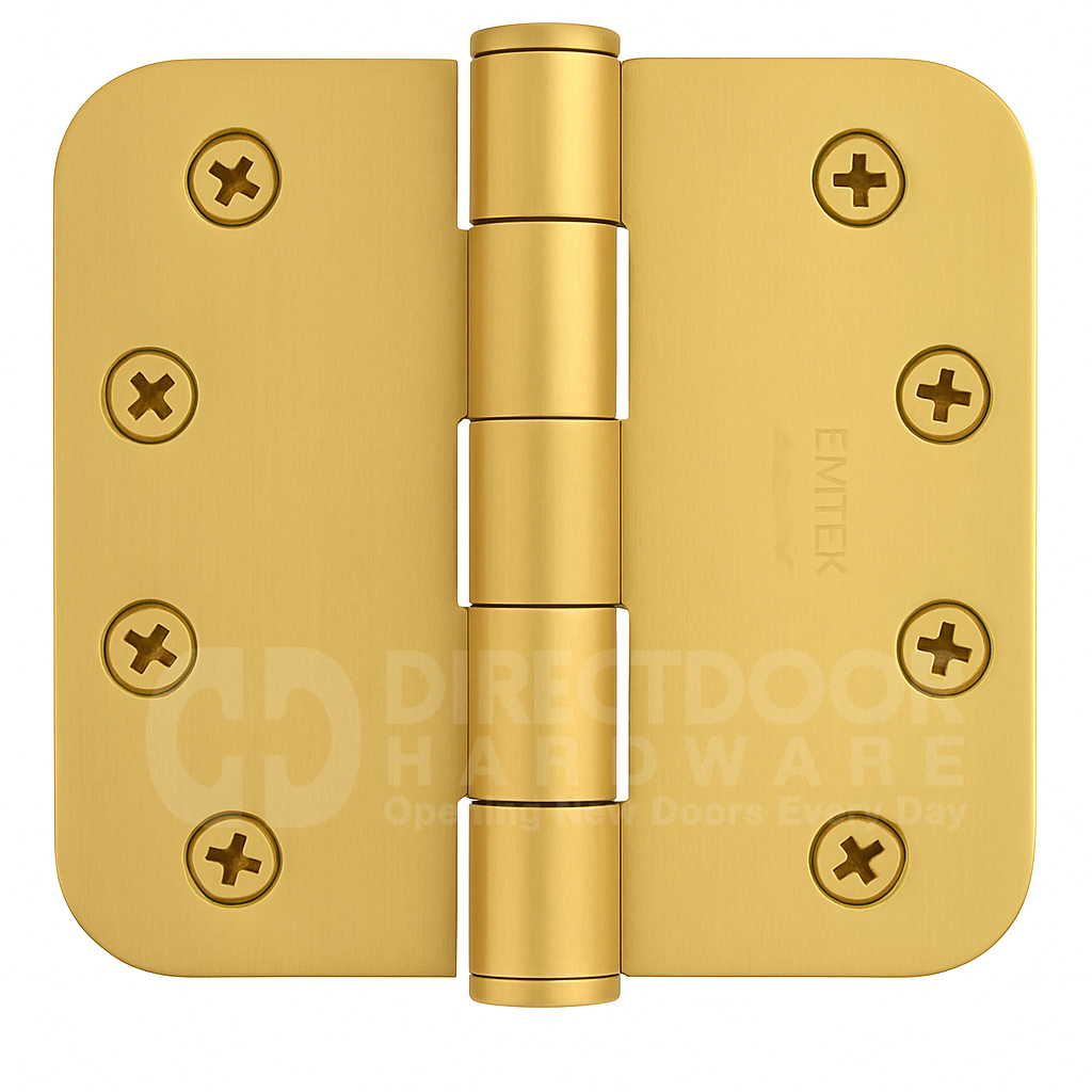 Emtek 4 Inch Solid Brass Residential Duty Door Hinges with 5/8 Inch Round Corners (pair)