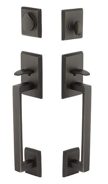 Emtek Rustic Modern Rectangular Sectional Grip By Grip Entrance Handleset
