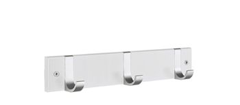 Beslagsboden Profile Collection Triple Hook Coat Rack - Satin Aluminum / White