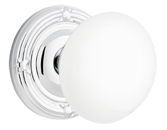 Emtek Ice White Knob with Ribbon & Reed Rosette
