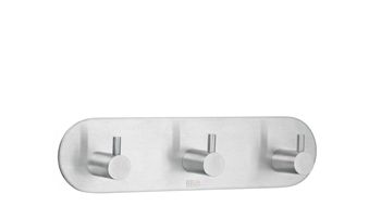 Beslagsboden Design Steel Triple Self-Adhesive Circular Hook - Brushed Stainless Steel