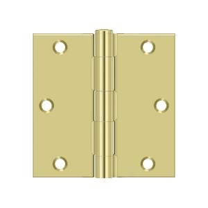 Deltana Square 3 1/2 Inch x 3 1/2 Inch Hinge, Polished Brass