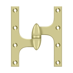 Deltana 6 Inch x 5 Inch Left Hand Olive Knuckle Hinge, PVD Polished Brass