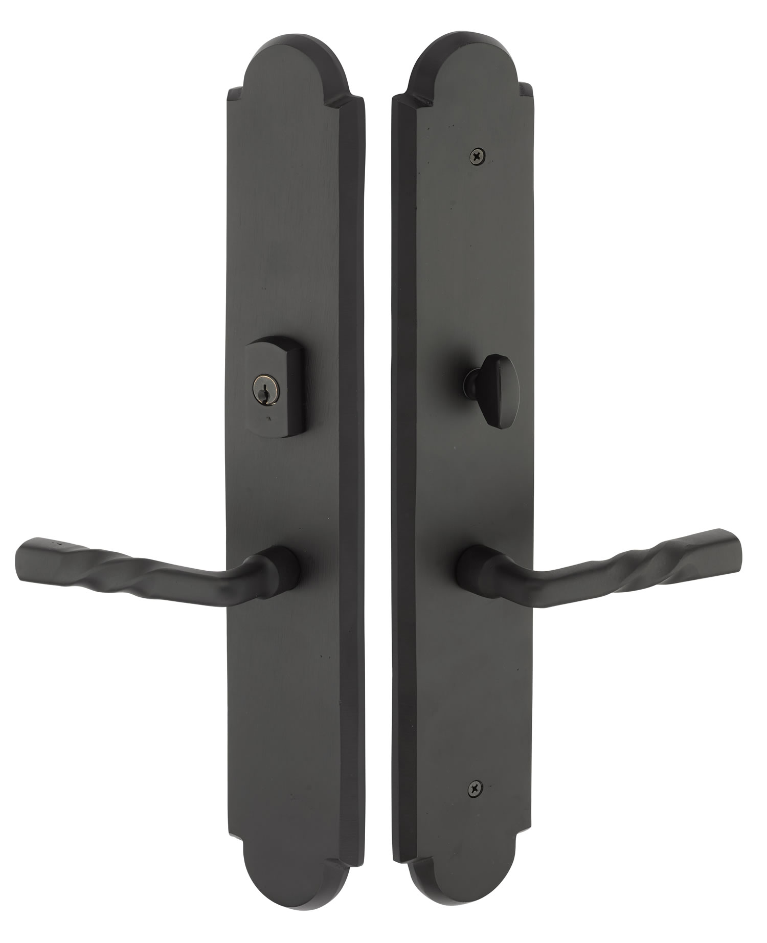 Emtek Large Arched Sandcast 3 x 17.5 Multi-Point Entry Set - Lock Above