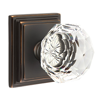 Emtek Diamond Crystal Knob with Wilshire Rosette