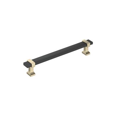 Amerock Overton 6-5/16 Inch cc Cabinet Pull Brushed Matte Black/Golden Champagne