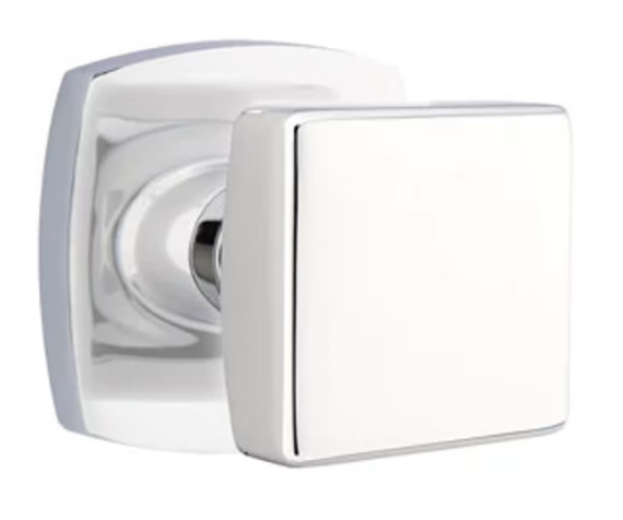 Emtek Square Modern Door Knob with Urban Modern Rosette