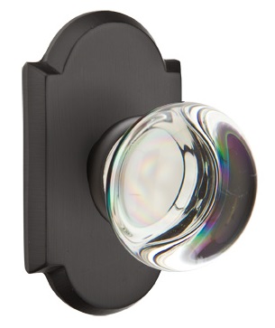 Emtek Providence Crystal Knob with Sandcast Bronze Style 1 Rosette