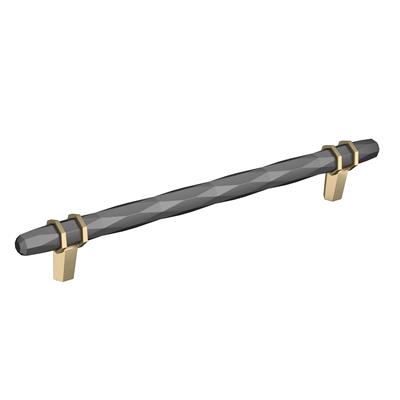 Amerock London 8 Inch cc Cabinet Pull Black Chrome/Golden Champagne