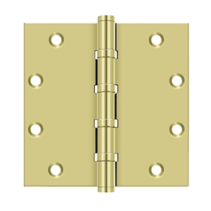 Deltana Square 5 Inch x 5 Inch Hinge, Ball Bearing, Polished Brass