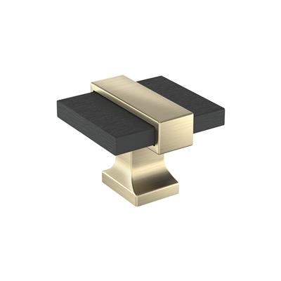 Amerock Overton 1-3/8 Inch Cabinet Knob Brushed Matte Black/Golden Champagne