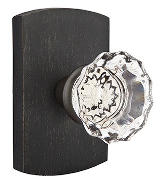 Emtek Astoria Clear Knob with Sandcast Style 4 Rosette